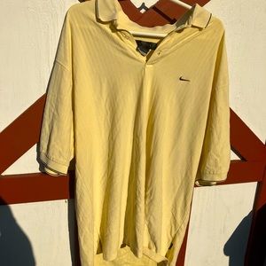Nike golf dri fit polo shirt cream /black trim performance wear size 2XL xxl